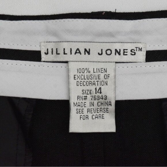 Jillian Jones Linen Capri Pants Womens 14 Dragonfly Embroidery Black - Picture 3 of 8